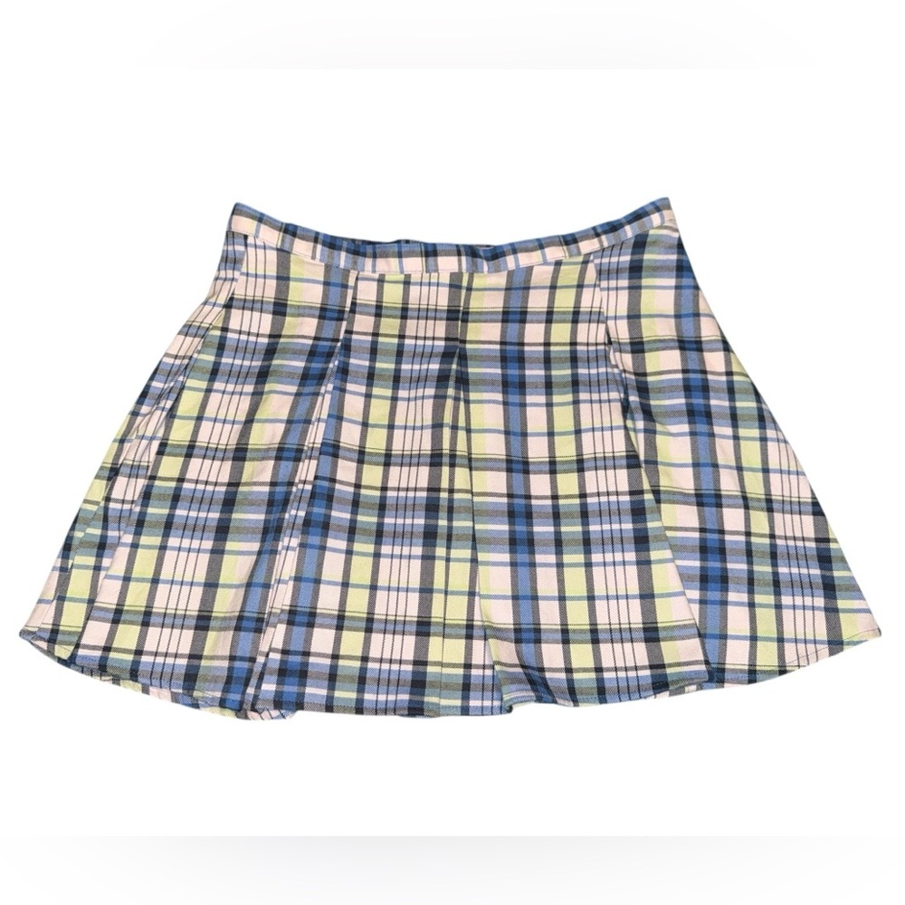 NEW SO Goods for Life Plaid Mini Skirt – Size 13 Juniors – Navy Pink Yellow - Picture 2 of 10